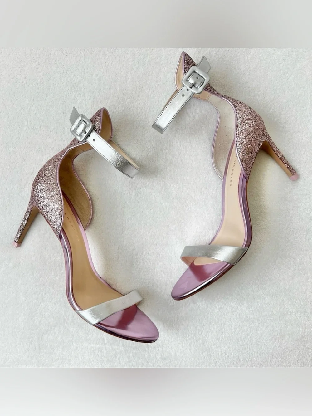 Sophia Webster Pink Glitter-Embellished Nicole Sandals Size 37.5